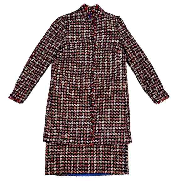 J. McLaughlin Houndstooth Metallic Tweed Sparkle Elm Jacket Long XSmall XS NWOT - Picture 6 of 6